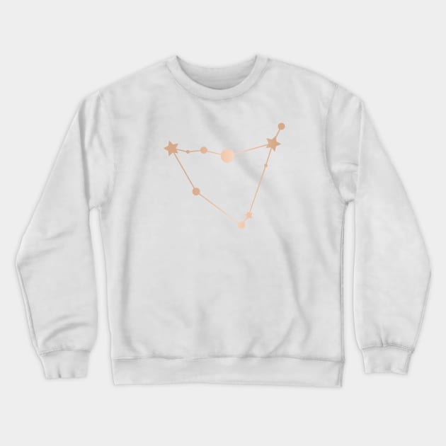 Capricorn Zodiac Constellation in Rose Gold Crewneck Sweatshirt by Kelly Gigi